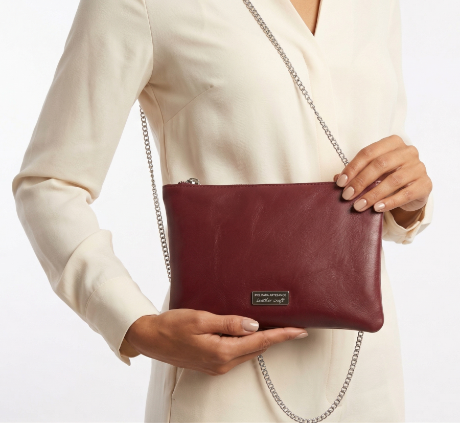 Leather Clutch Bag – Burgundy