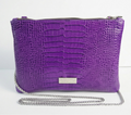 Leather Clutch Bag – Purple Croc