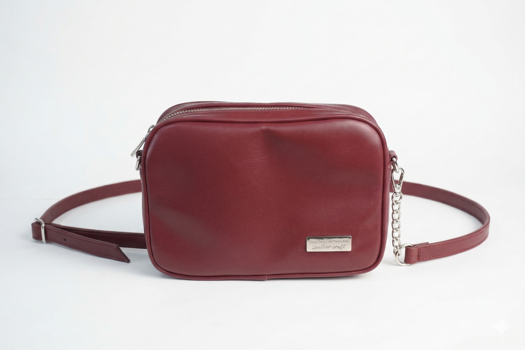 Leather Crossbody Bag – Burgundy Edition
