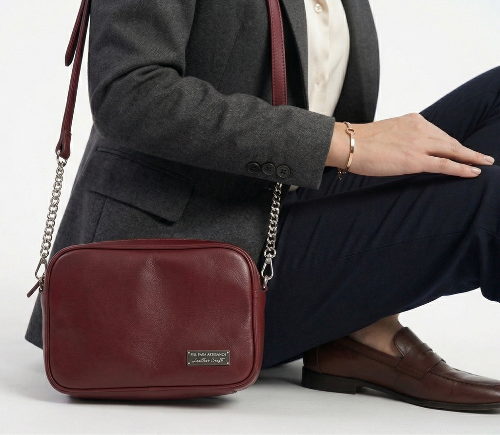 Leather Crossbody Bag – Burgundy Edition